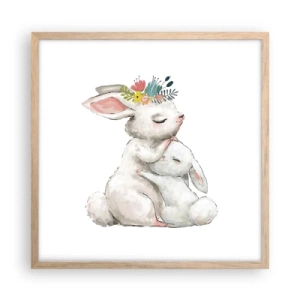 Pôster com moldura de carvalho claro - Nada melhor do que amor de mãe - 50x50 cm