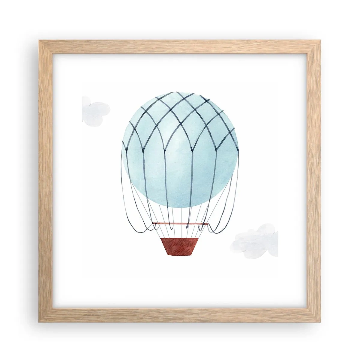 Pôster com moldura de carvalho claro - Tudo nas nuvens - 30x30 cm