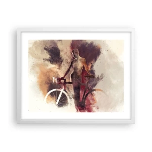 Pôster em moldura branca - Uma alma de bicicleta em formas de mármore - 50x40 cm