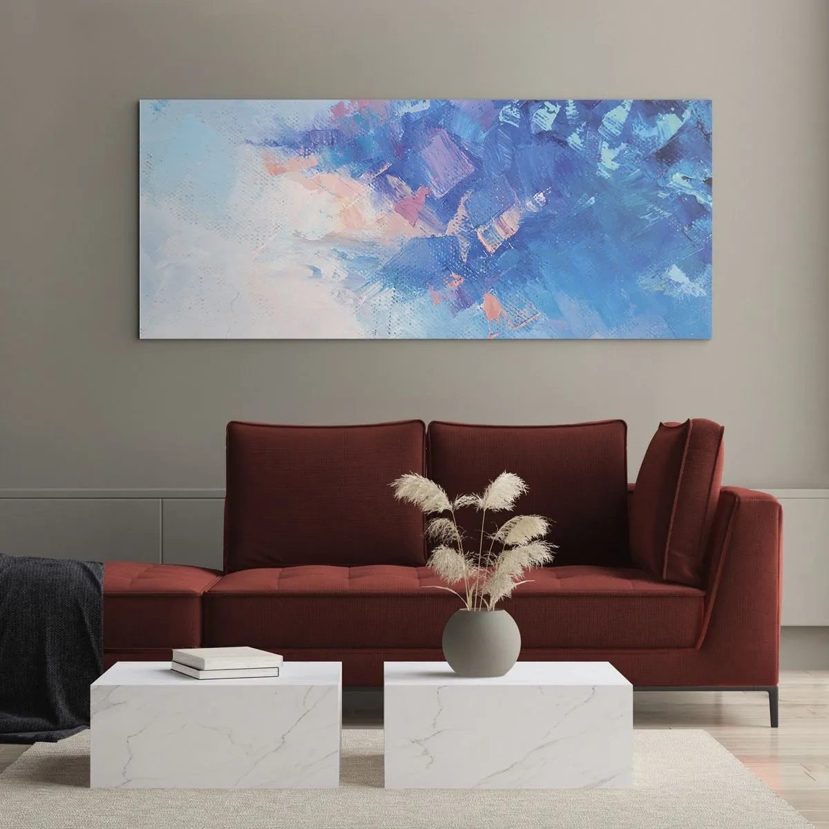 Quadro em vidro - Abstração de inverno - 100x40 cm