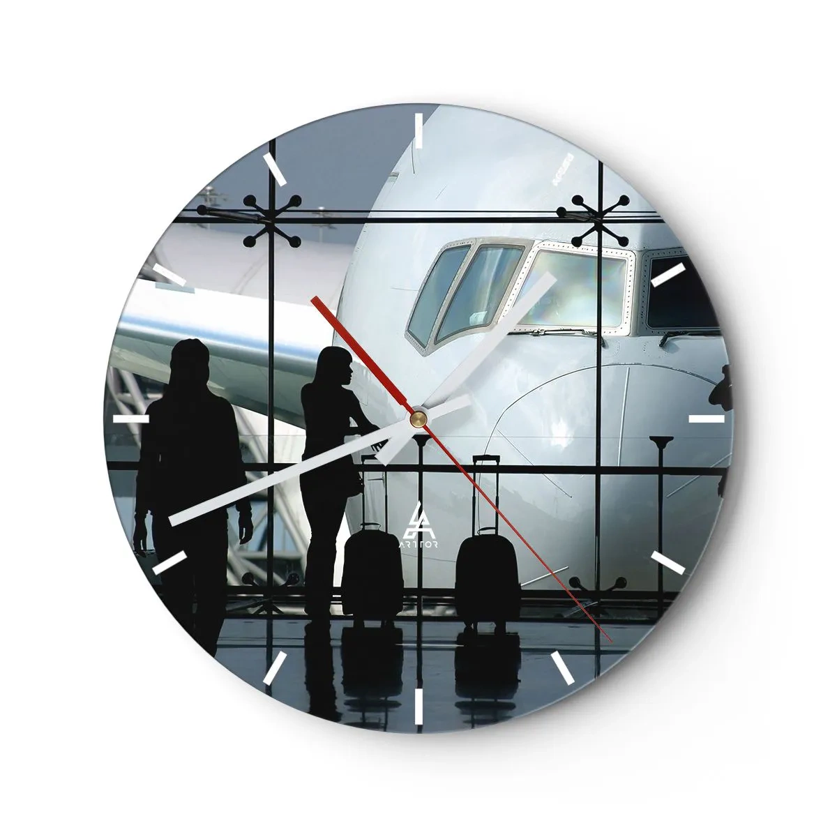 Relógio de parede - Relógio em vidro - Vis a vis no aeroporto - 40x40 cm