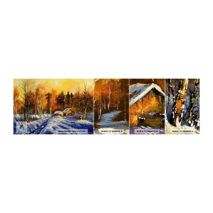Amostra de Papel de Parede Standard Eco - Impressão de inverno ao sol - Paisagem, Inverno, Casa de campo na montanha - 100x30 cm