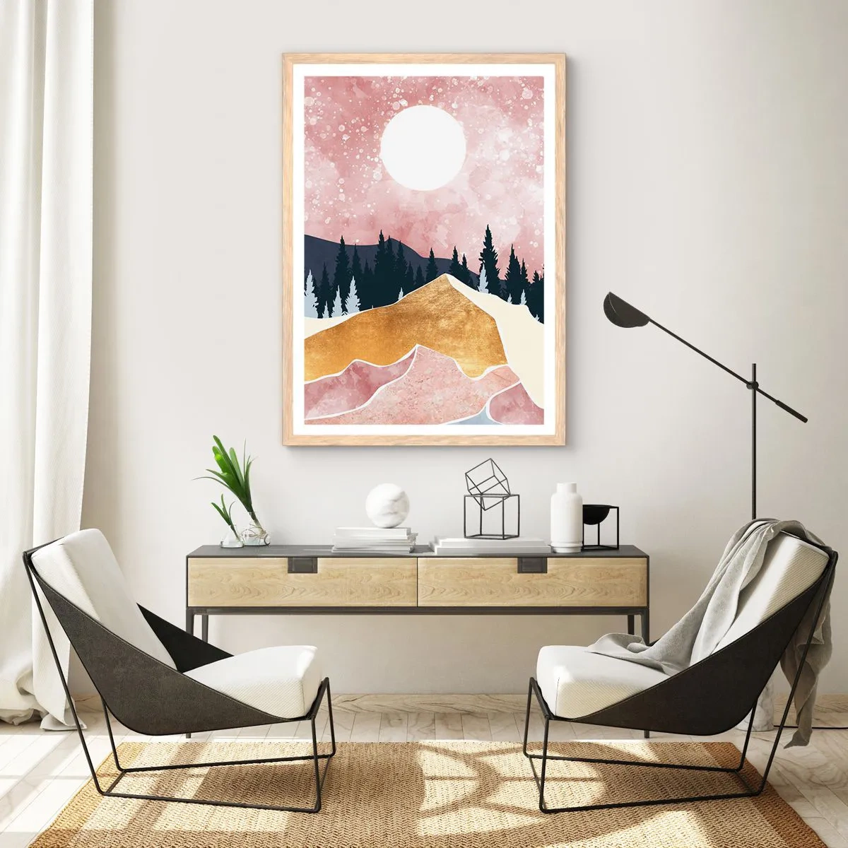 Pôster com moldura de carvalho claro - Ronda Noturna - 70x100 cm