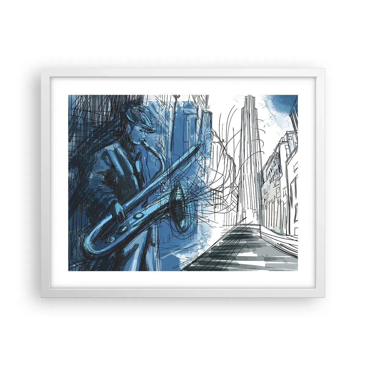 Pôster em moldura branca - Rapsódia Urbana - 50x40 cm