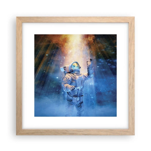 Pôster com moldura de carvalho claro - Finalmente chegamos - 30x30 cm