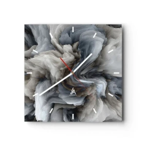 Relógio de parede - Relógio em vidro - Pedra e flor - 30x30 cm