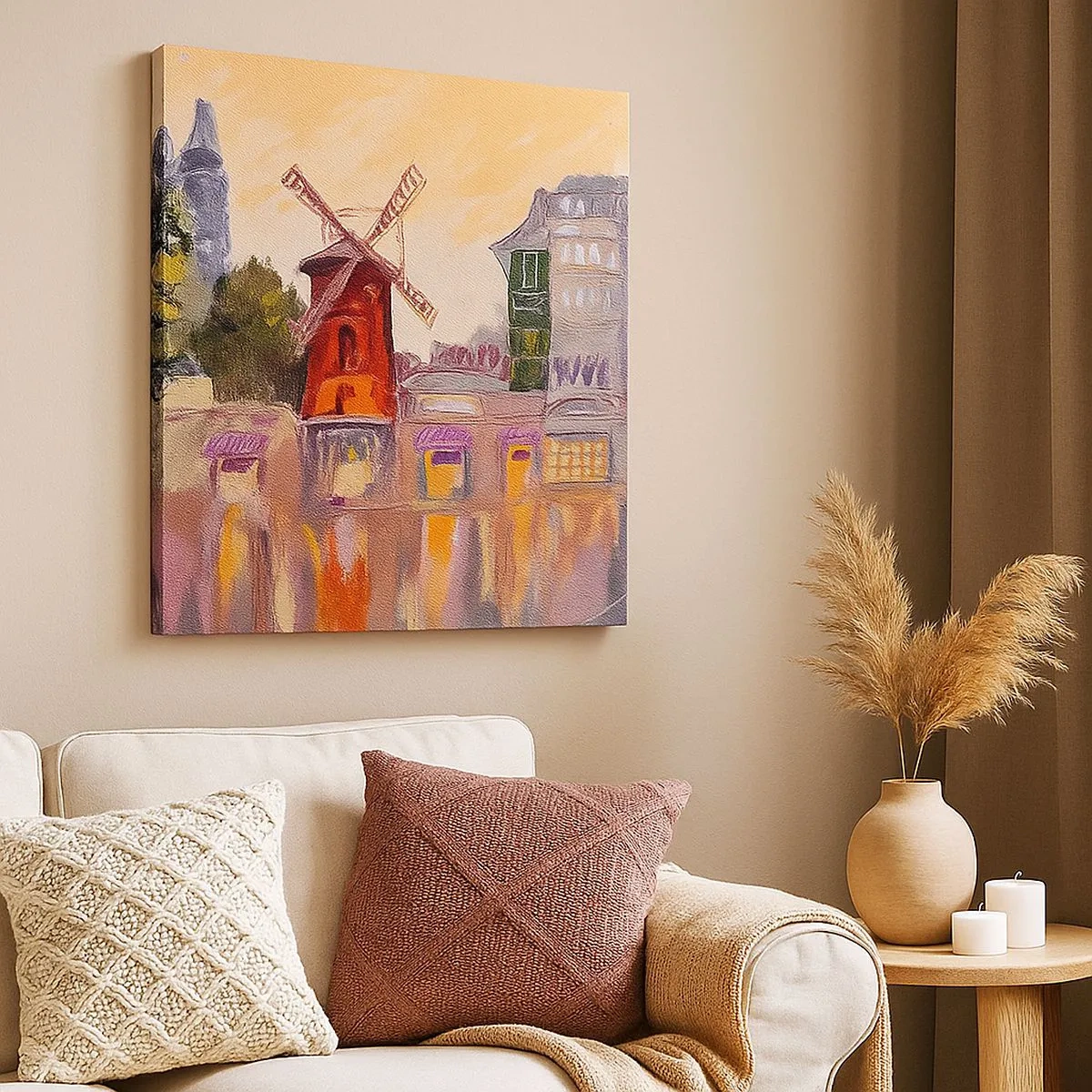 Quadro em tela - Ícones parisienses – Moulin Rouge - 30x30 cm