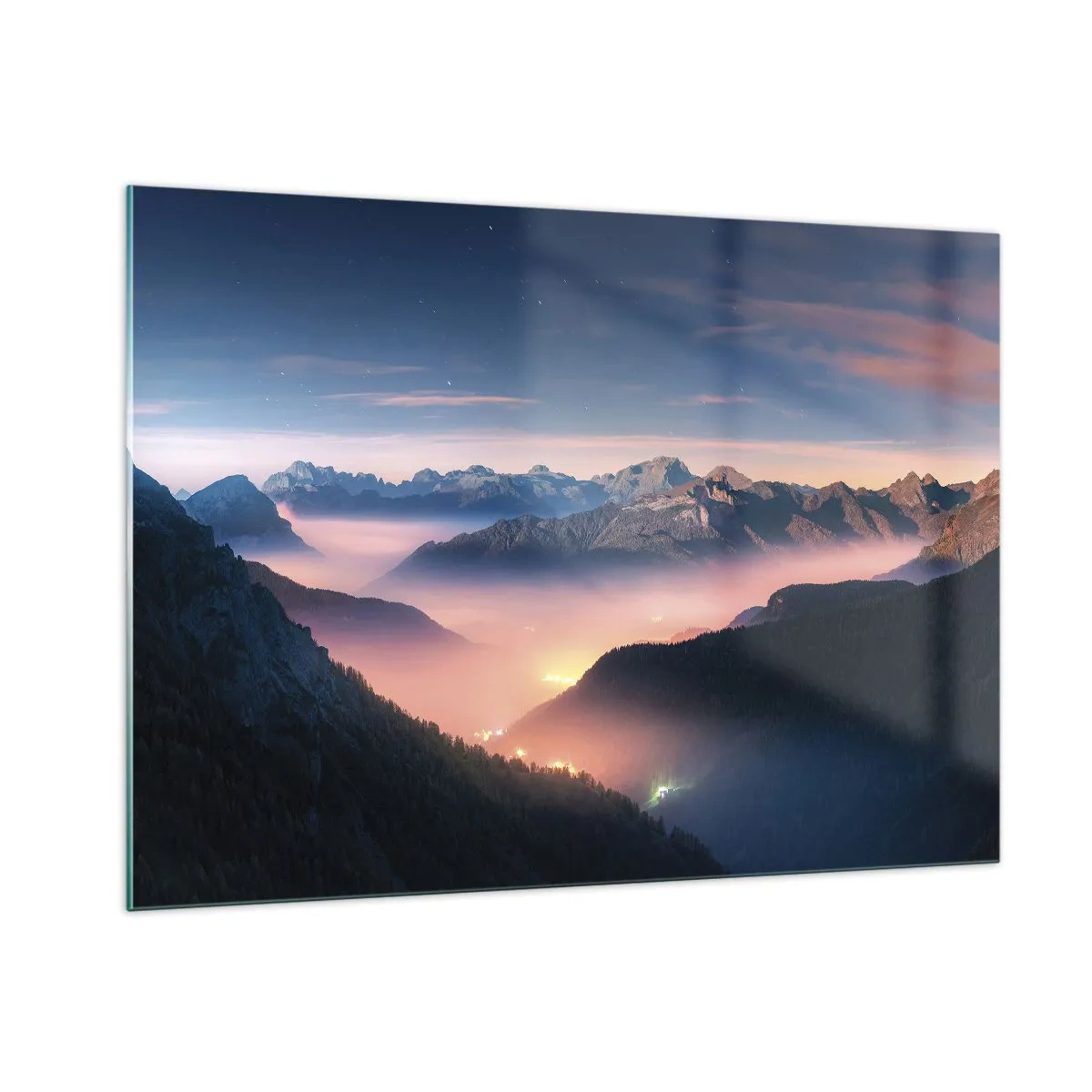 Quadro em vidro - Luz nos vales - 100x70 cm