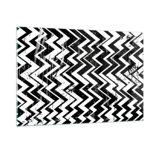 Quadro em vidro - Zig-branco, zag-preto - 120x80 cm