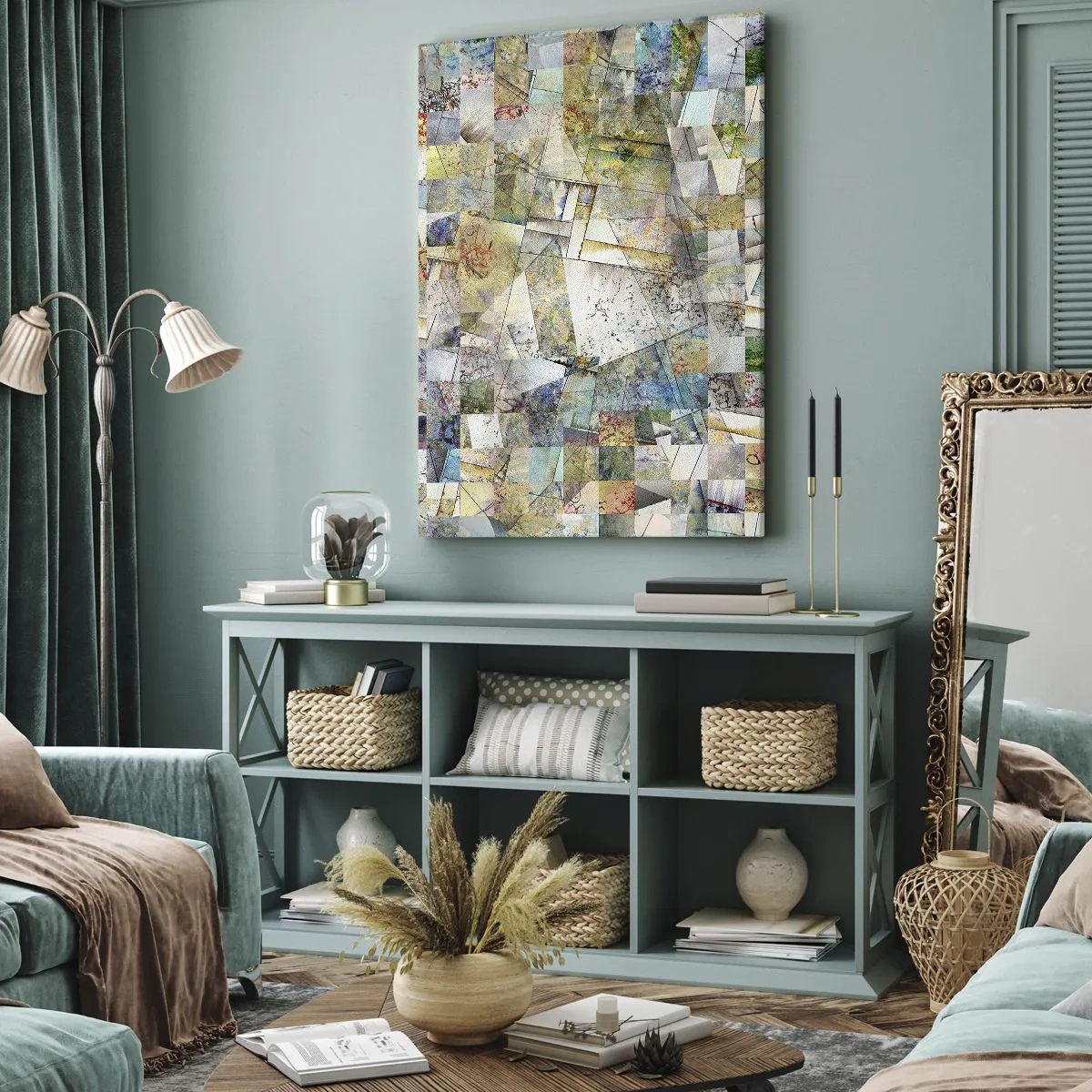 Quadro em tela - Embaralhamento geométrico - 70x100 cm