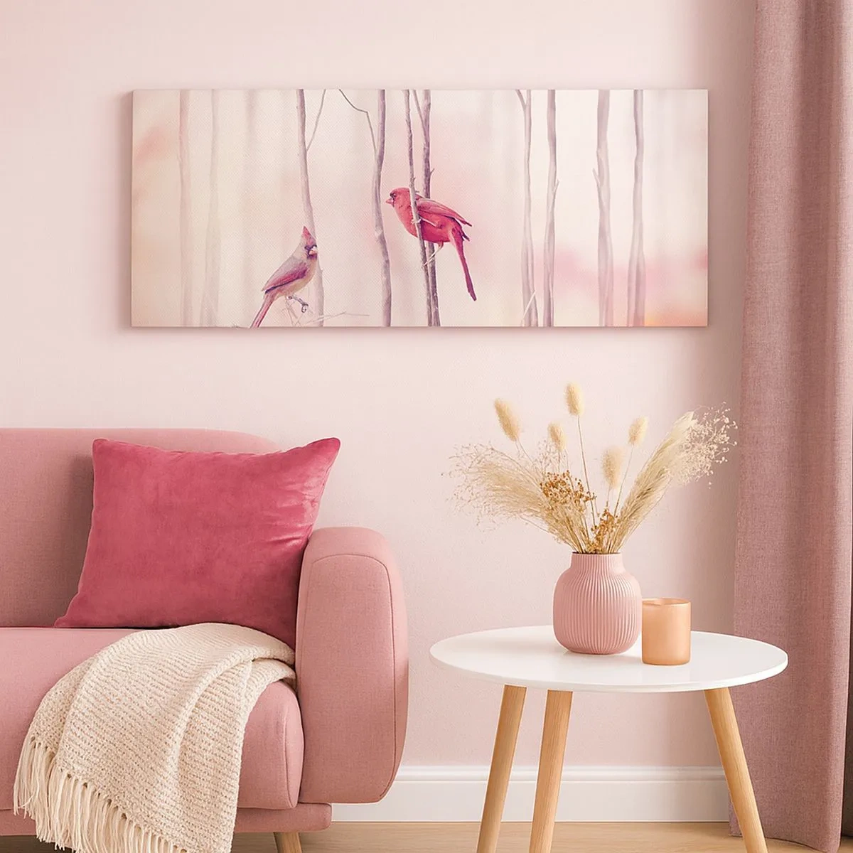 Quadro em tela - O Conto da floresta rosa - 100x40 cm