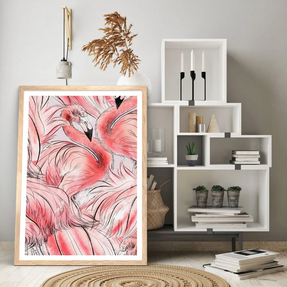 Pôster com moldura de carvalho claro - Bird corps de ballet - 61x91 cm