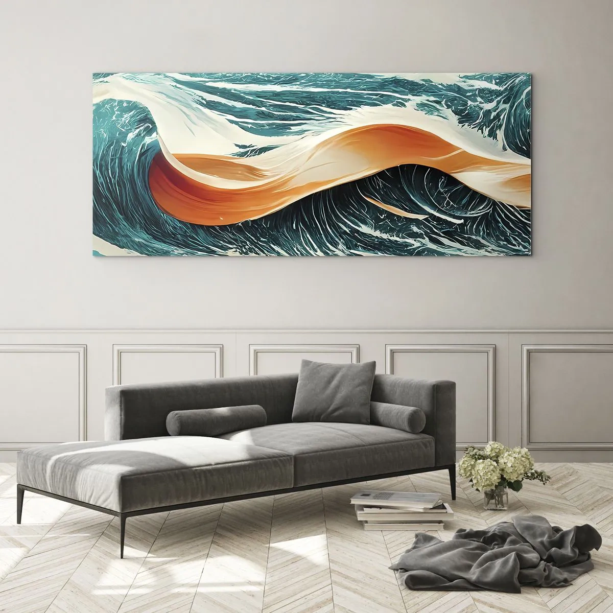 Quadro em vidro - O sonho de um surfista - 90x30 cm