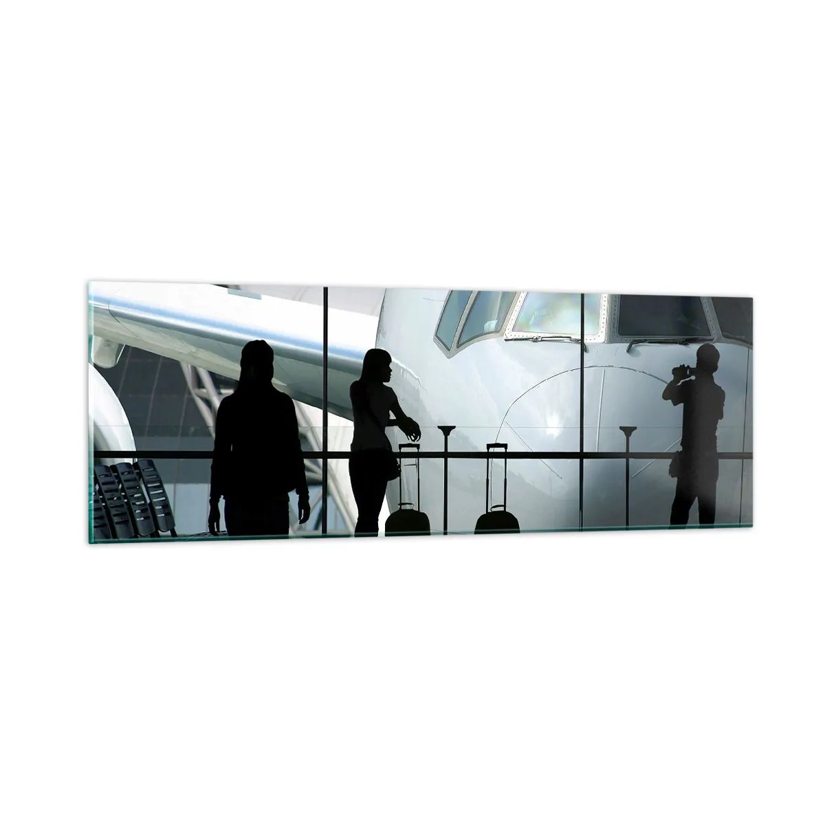 Quadro em vidro - Vis a vis no aeroporto - 90x30 cm