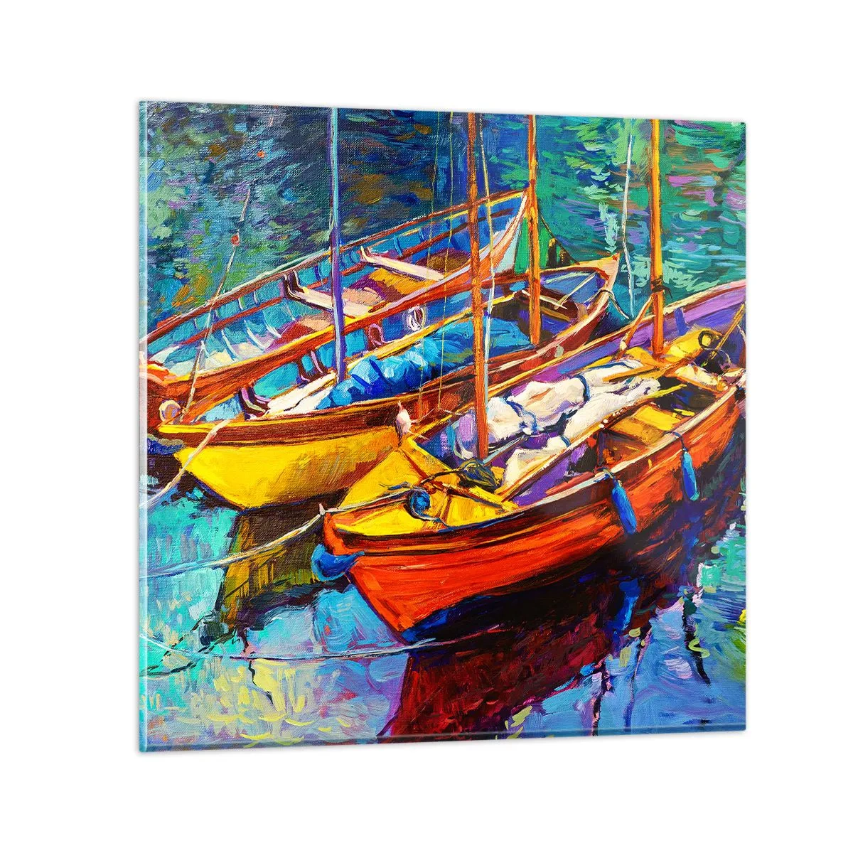 Quadro em vidro - Em águas espessas pelas cores - 70x70 cm