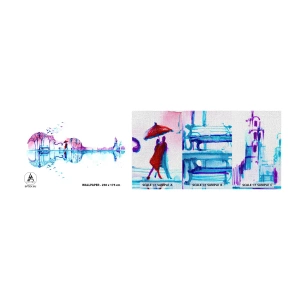 Amostra de papel de parede Premium Canvas - Trago-vos cânticos de chuva - Abstração, Violino, Arquitetura - 100x30 cm