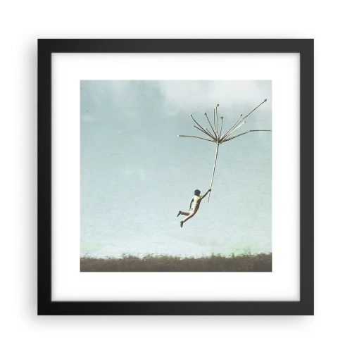 Pôster com moldura preta - Papagaios, balões, vento - 30x30 cm