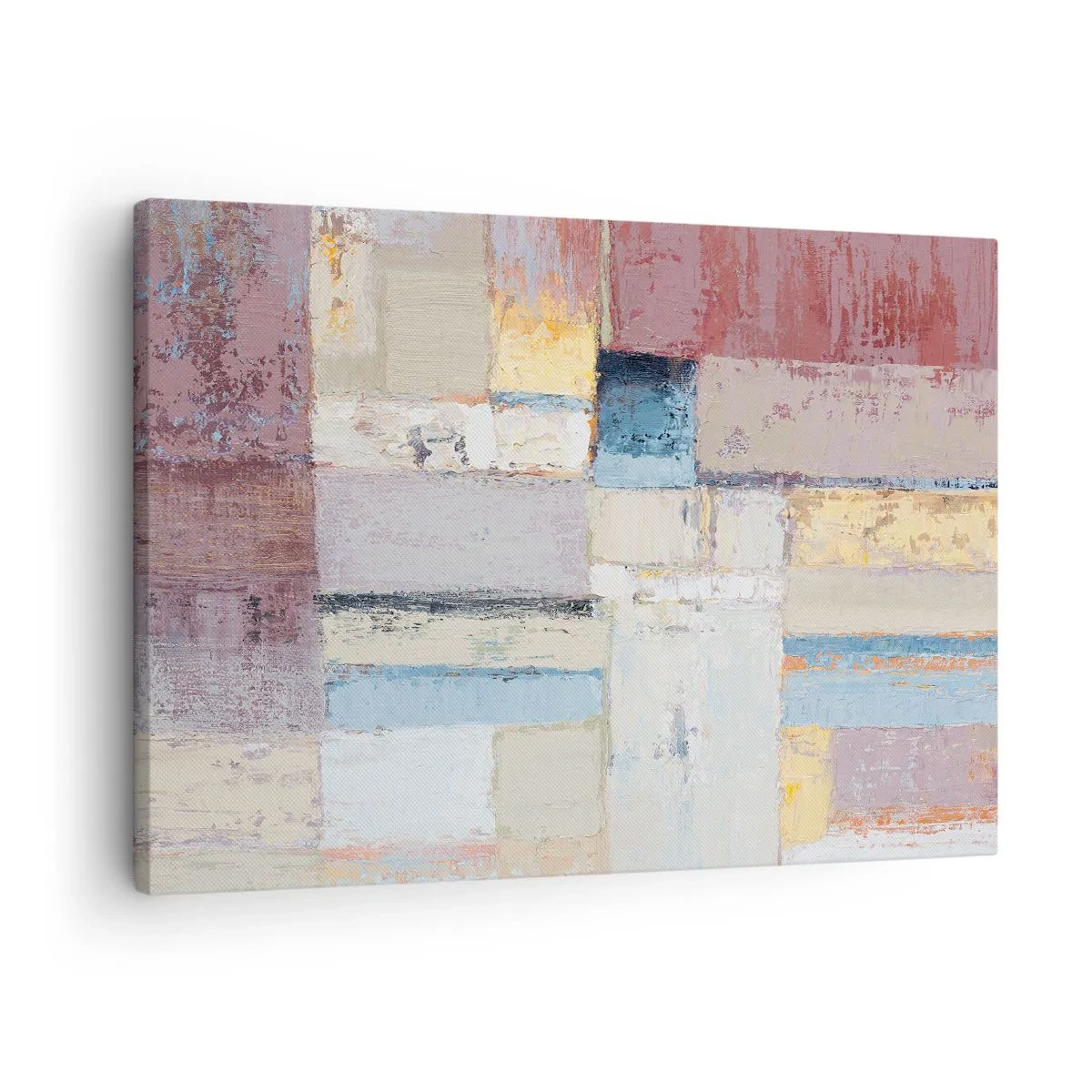 Quadro em tela - Composição geométrica em tons pastéis - 70x50cm - A paz da geometria - Decoração de parede moderna para a sala de estar e quarto ARTTOR