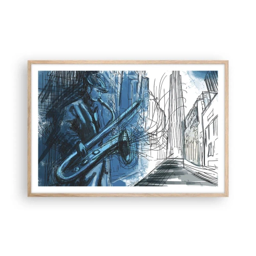 Pôster com moldura de carvalho claro - Rapsódia Urbana - 91x61 cm