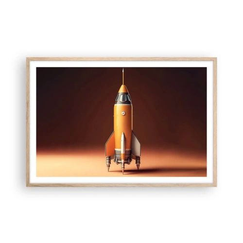 Pôster com moldura de carvalho claro - Tudo começa com um sonho - 91x61 cm