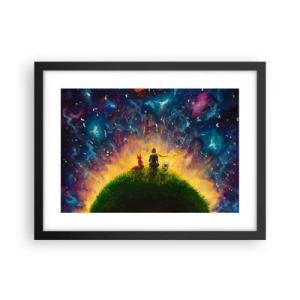 Pôster com moldura preta - Amor e amizade - o mundo inteiro - 40x30 cm