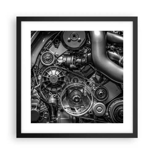 Pôster com moldura preta - A poesia da mecánica - 40x40 cm
