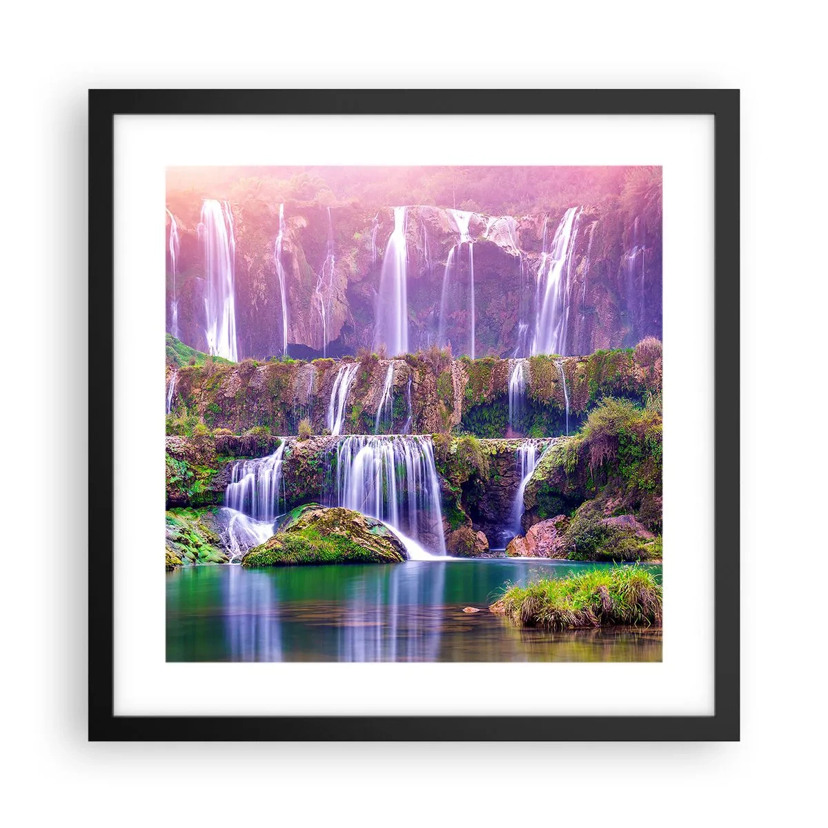 Pôster com moldura preta - Escadas para o céu - 40x40 cm