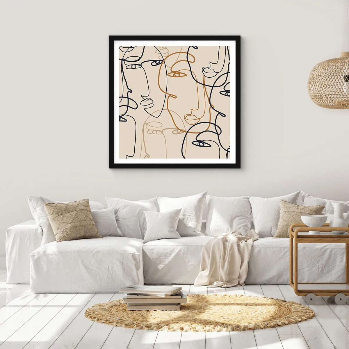 Pôster com moldura preta - Retrato multiplicado - 40x40 cm