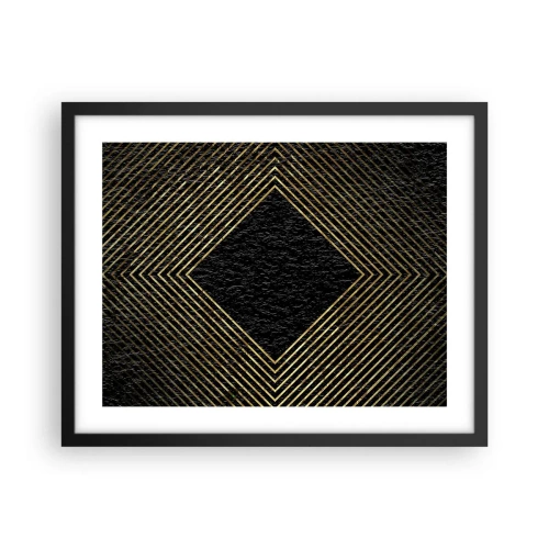 Pôster com moldura preta - Geometria em estilo glamoroso - 50x40 cm