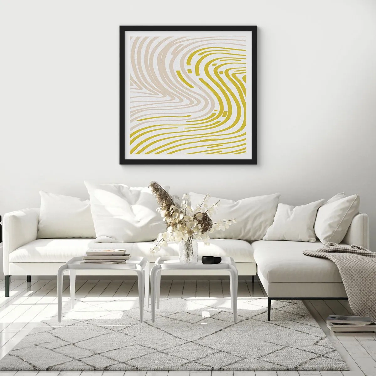 Pôster com moldura preta - Uma composição com uma curvatura suave - 40x40 cm