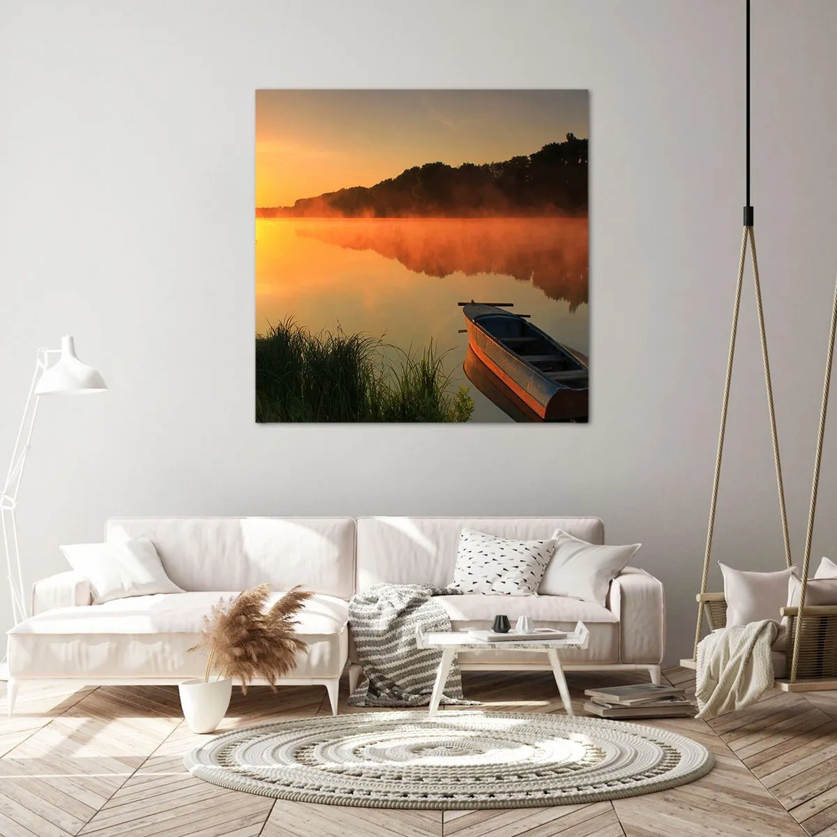 Quadro em tela - Nascer do sol sobre a água como um espelho - 30x30 cm