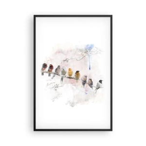 Pôster com moldura preta - Reunião alada - 61x91 cm