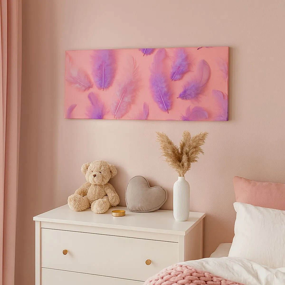 Quadro em tela - Ave lilás do desejo - 100x40 cm