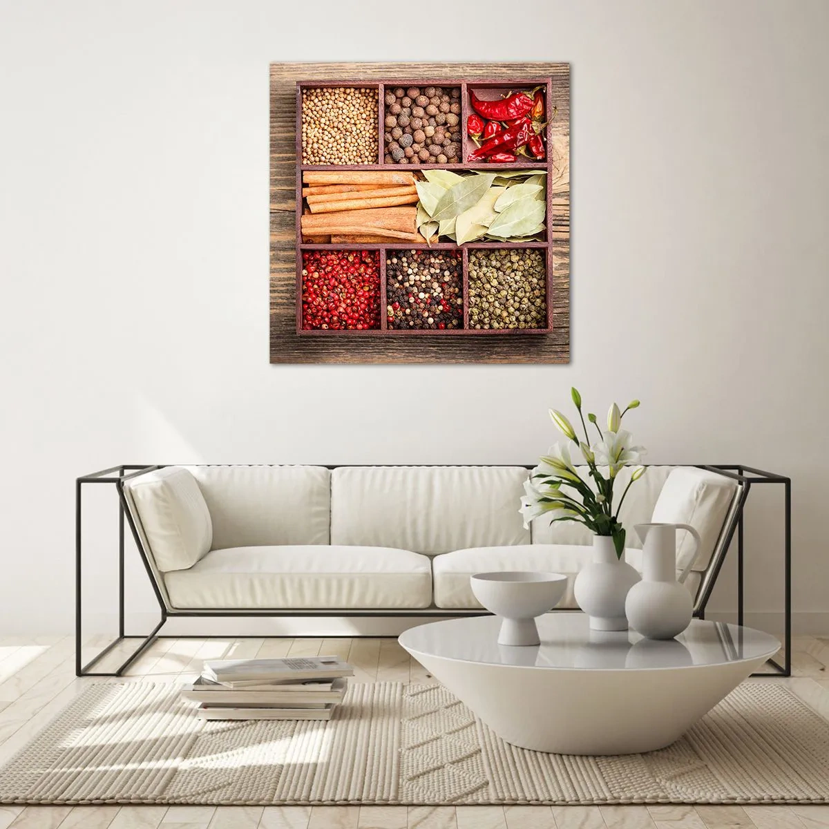 Quadro em vidro - Ordem das formas, um ramo de aromas - 30x30 cm