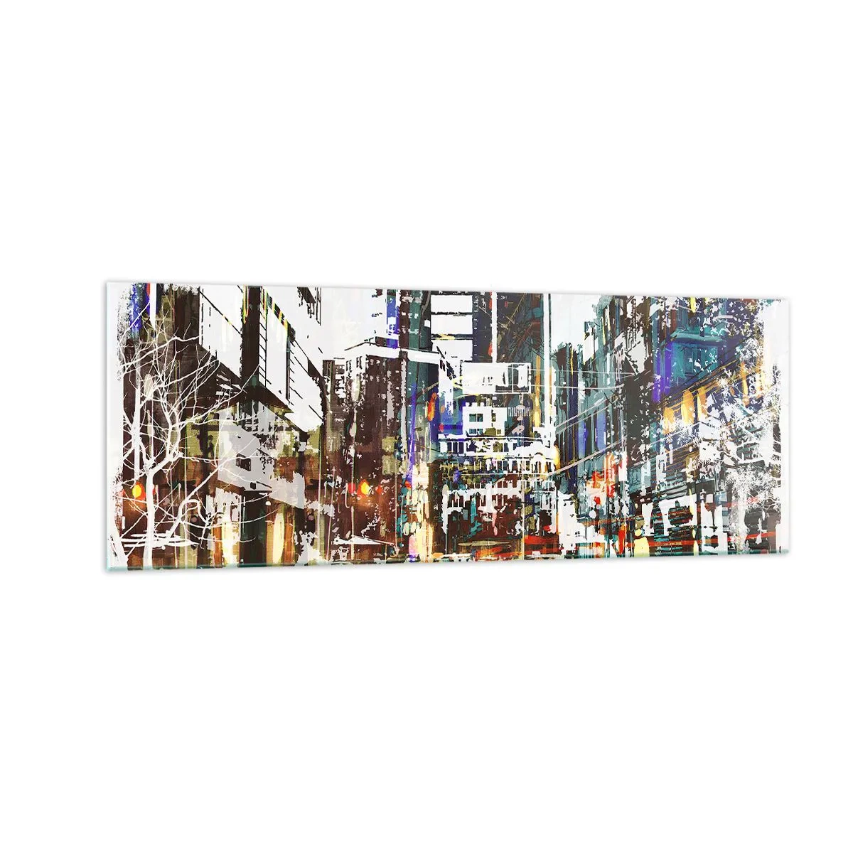 Quadro em vidro - Cidade cintilante - 140x50 cm
