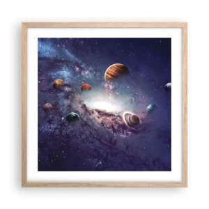 Pôster com moldura de carvalho claro - Sistema da dança solar  - 50x50 cm