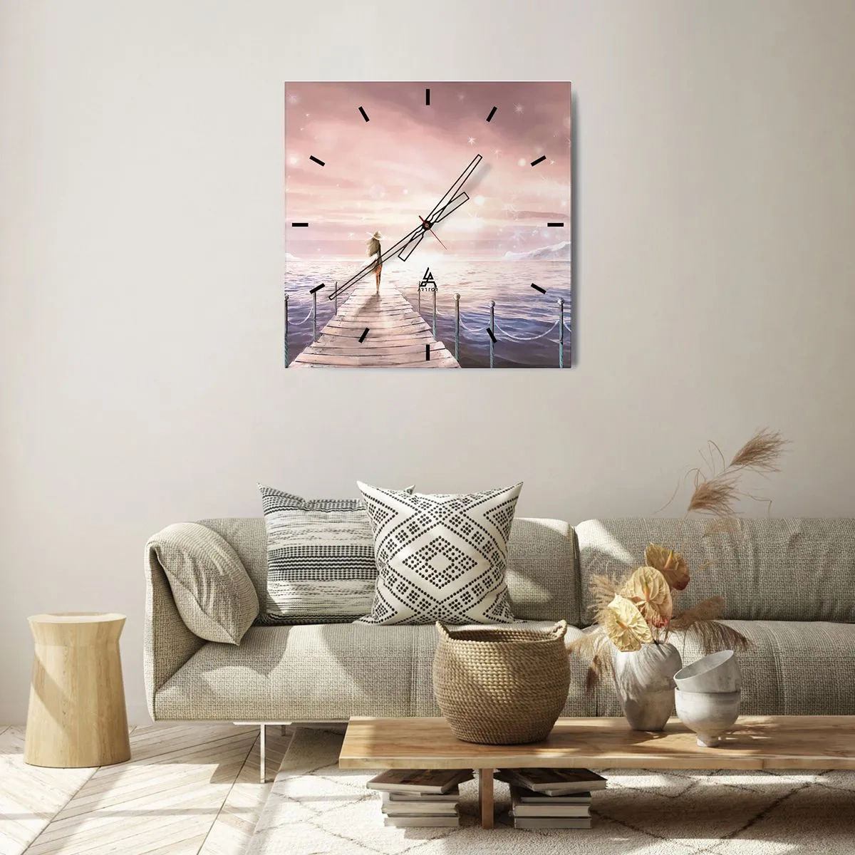 Relógio de parede - Relógio em vidro - À luz de um sonho - 40x40 cm