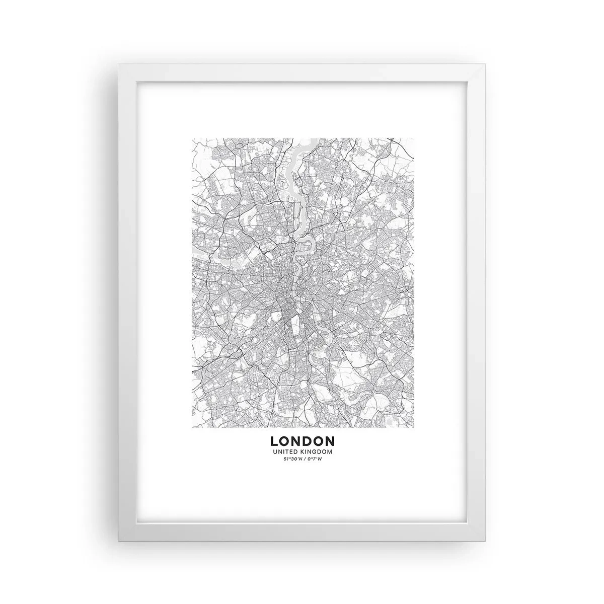 Pôster em moldura branca - Mapa do labirinto de Londres - 30x40 cm