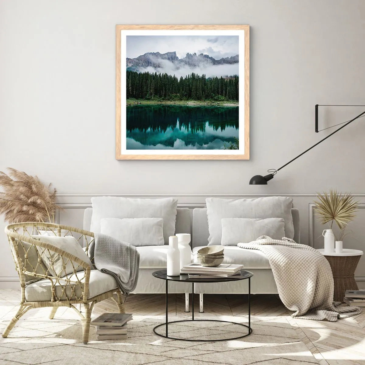 Pôster com moldura de carvalho claro - Calma, silêncio, não vamos acordar a água... - 50x50 cm