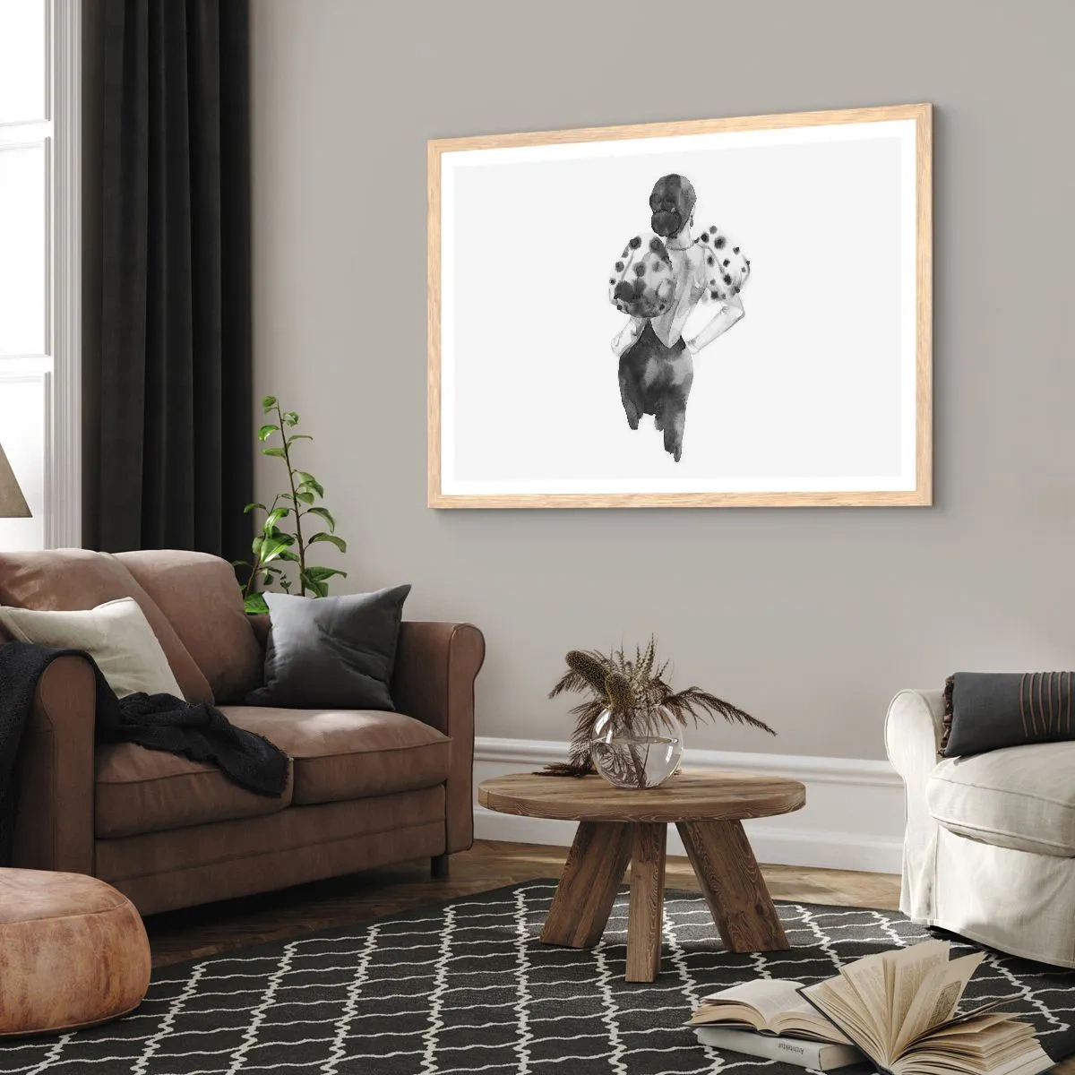 Pôster com moldura de carvalho claro - Ela passou por aqui - 91x61 cm