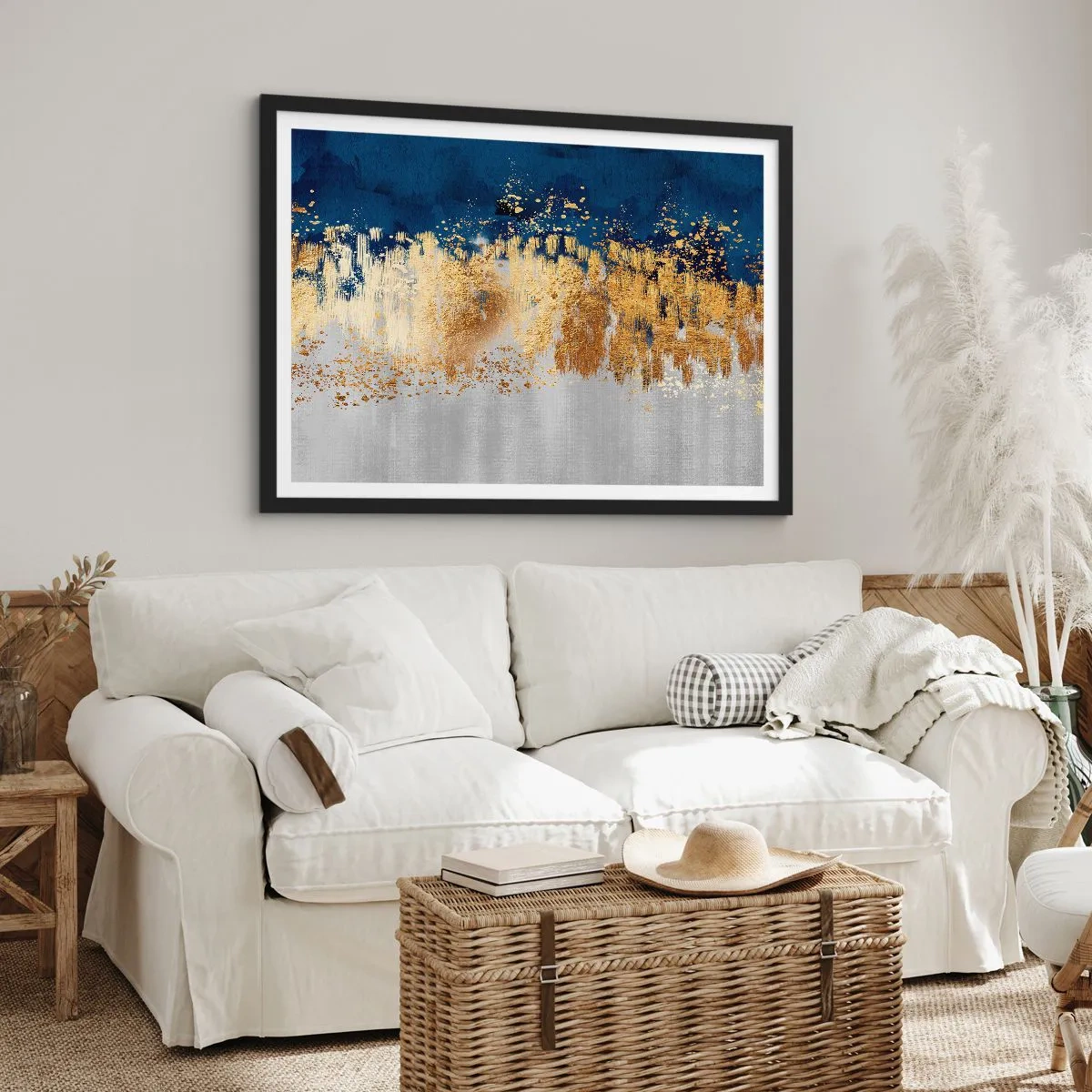 Pôster com moldura preta - Uma composição moderna com brilho - 100x70 cm