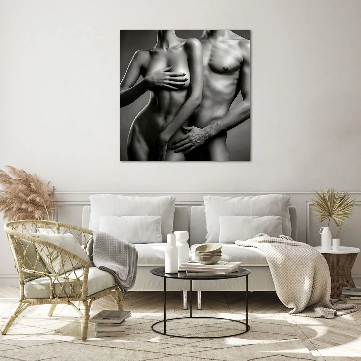 Quadro em vidro - Adão e Eva - 70x70 cm