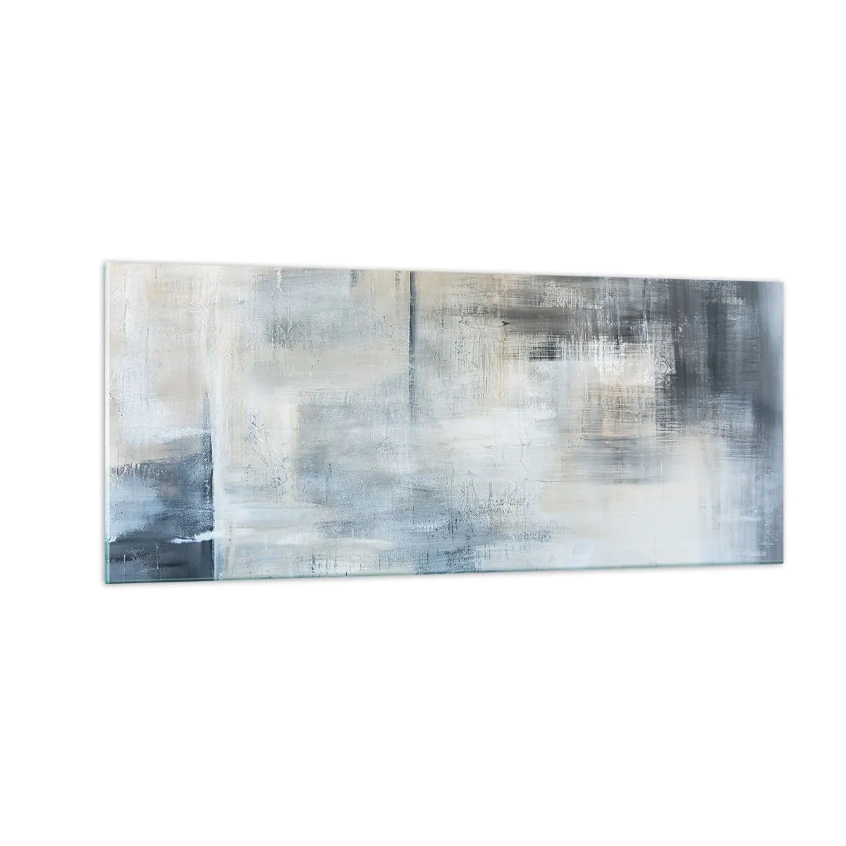 Quadro em vidro - Atrás da cortina azul - 100x40 cm
