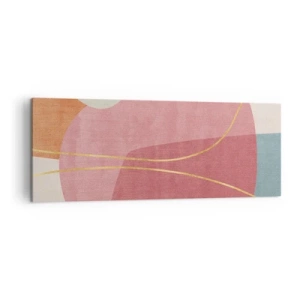 Quadro em tela - Composição pastel com fio dourado - 140x50 cm