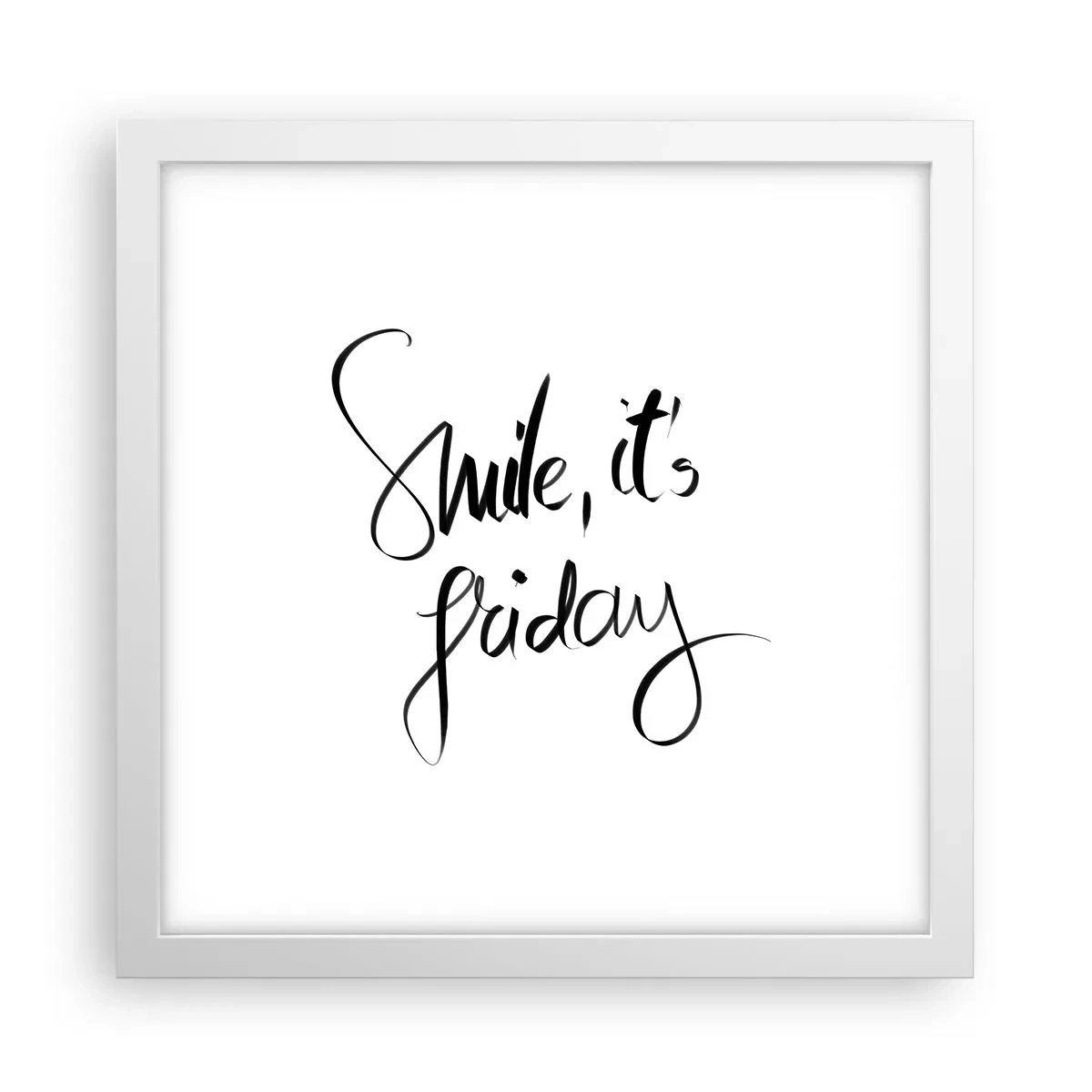 Pôster em moldura branca - Verdadeira alegria - 30x30 cm