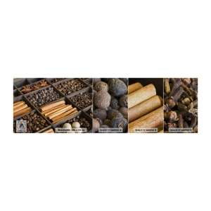 Amostra de papel de parede Premium Sand - Um tesouro de aromas - Especiarias, Café, Canela - 100x30 cm