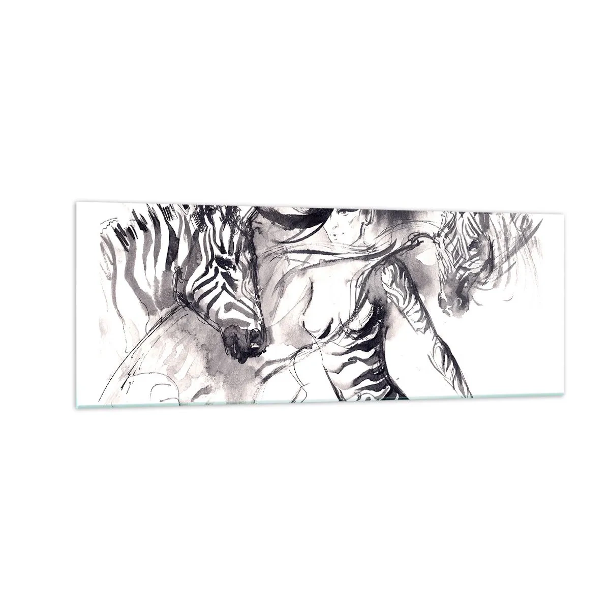 Quadro em vidro - Dançando com as zebras - 140x50 cm