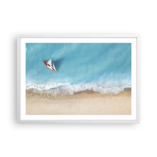 Pôster em moldura branca - No limite do azul e do ouro - 70x50 cm