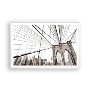 Pôster em moldura branca - Catedral de Nova York - 91x61 cm