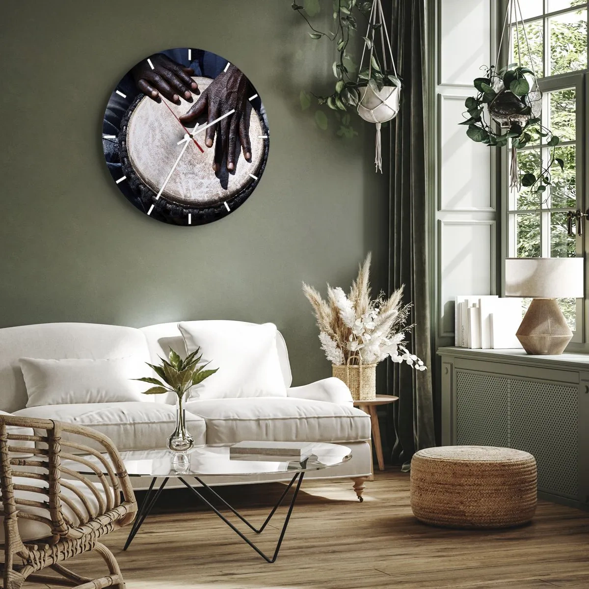 Relógio de parede - Relógio em vidro - Viva no seu próprio ritmo - 40x40 cm